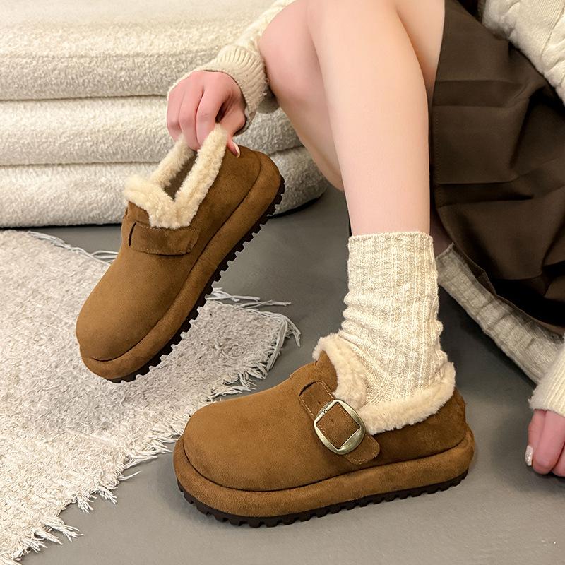 Women's fur one thick bottom heightening winter lightweight padded warm snow boots non-slip wear casual sneakers a stirrup cotton boots