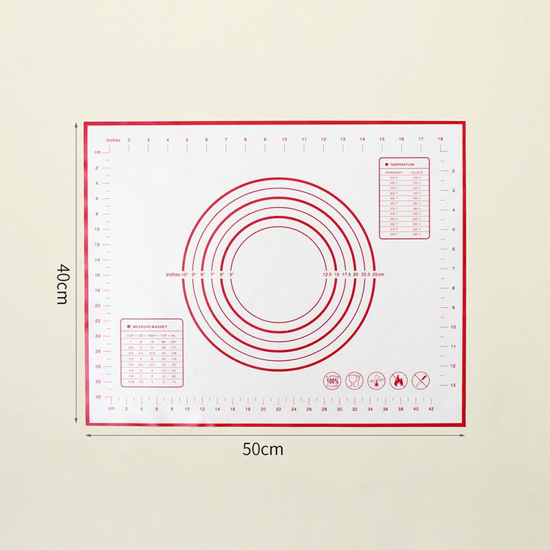 60/50/40cm Silicone Pad Baking Mat Sheet Kneading Dough Mat For Kitchen Rolling Dough Pizza Large Dough Non-Stick Maker Holder