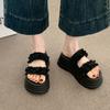 French beautiful thick-soled slippers women's summer outer wear high-end feeling with skirt sandals small height-increasing slope heel cool slippers