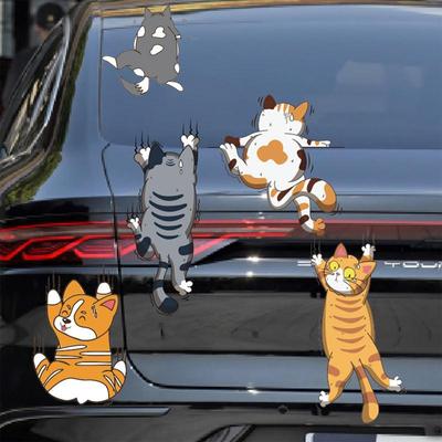 3ks Auto Univerzální Zábava na celé tělo Osobnost Legrační Pet Kočka Samolepky na auto Škrábance Bílá kočka Samolepky na auto Domácí dekorace