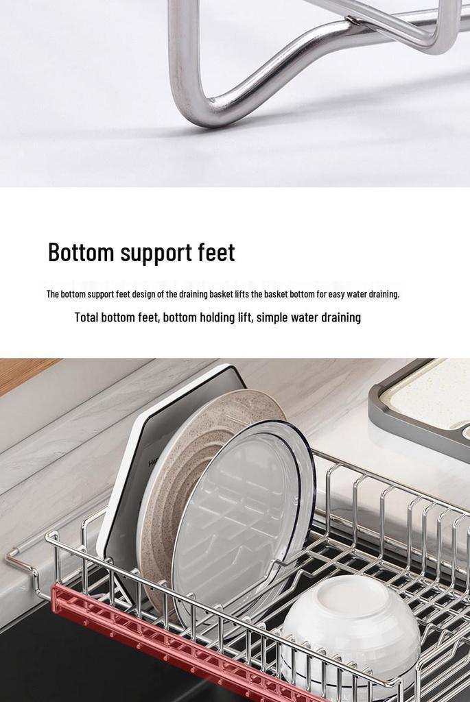 304 Stainless Steel Retractable Kitchen Storage and Draining Rack