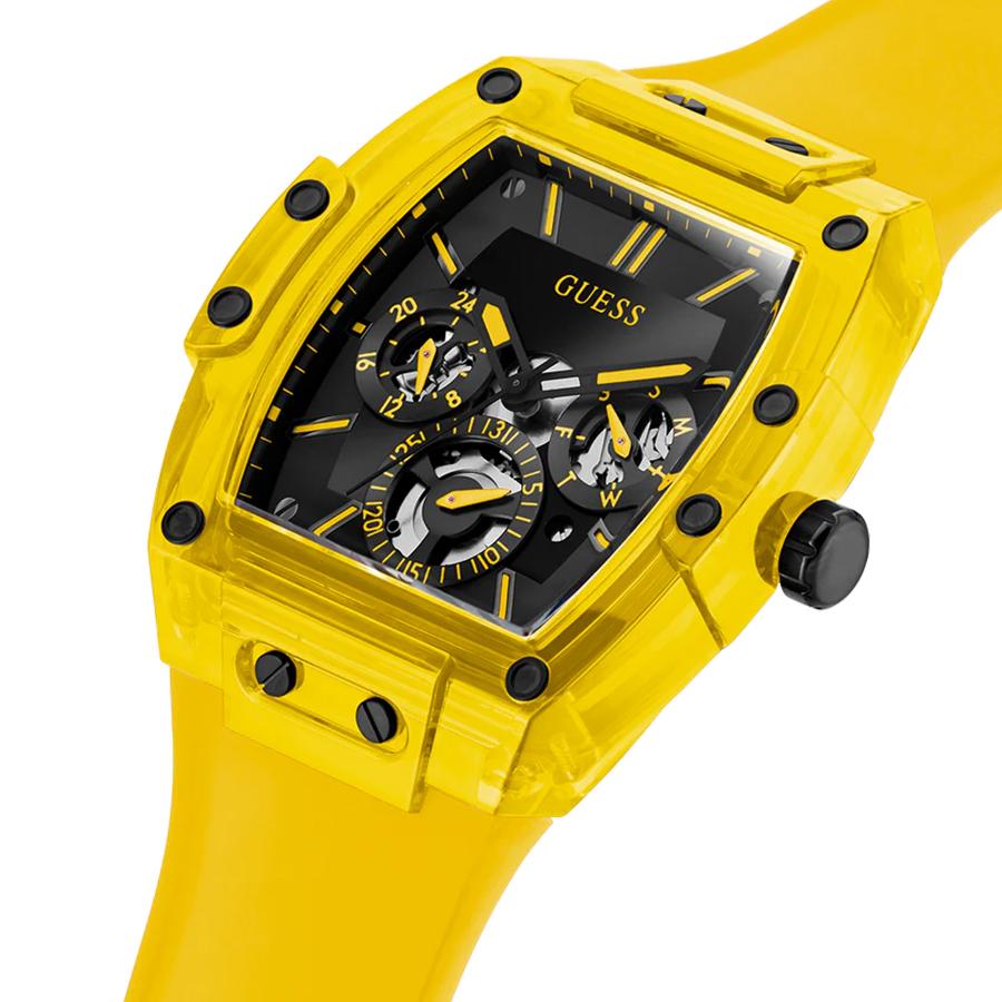 Phoenix Multi-Function Men's Quartz Watch Yellow Silicone Strap And Black Tonneau Dial Casual Watch For Daily Street Style SportyGift