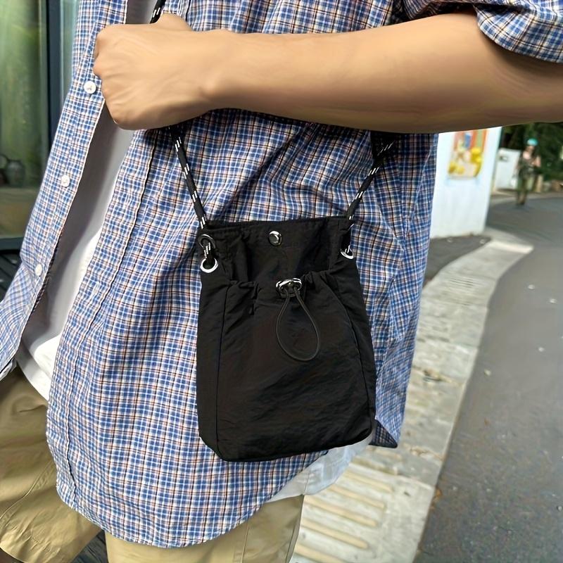 Men Casual Nylon Crossbody Sling Bag, Mini Shoulder Pouch with Coin Purse, Hand Washable, Durable Small Messenger Bag