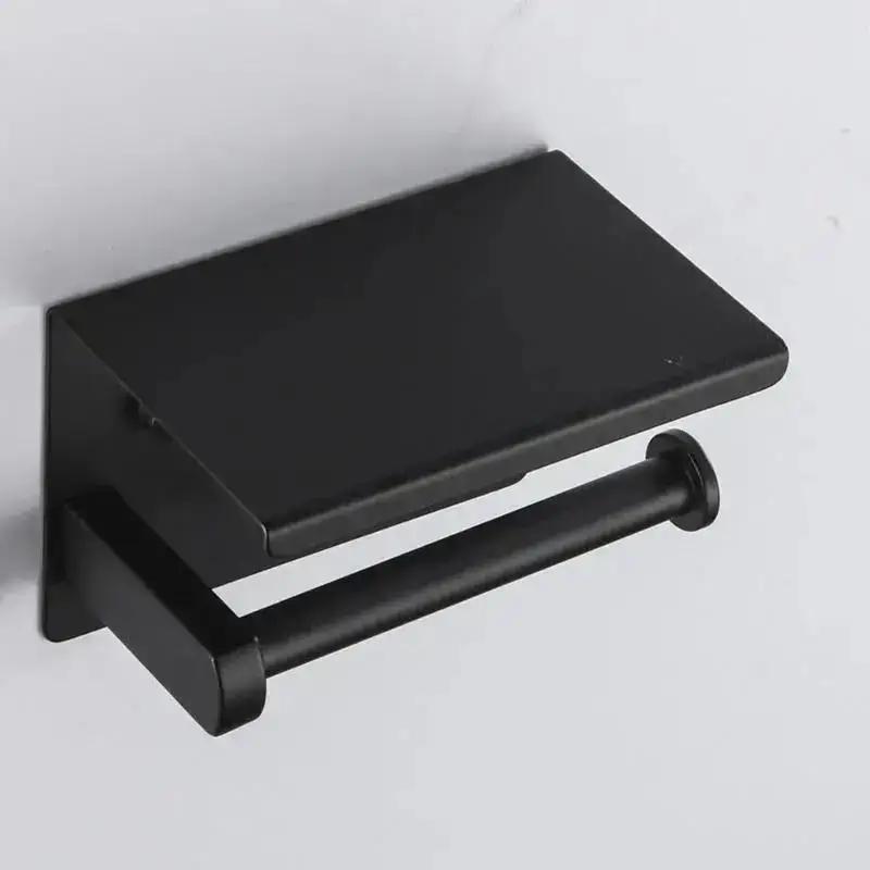 Stainless Steel Toilet Paper Holder Phone Shelf Hotel Toilet Paper Holder Easy Installation Wall Mounted Bathroom Storage Rack
