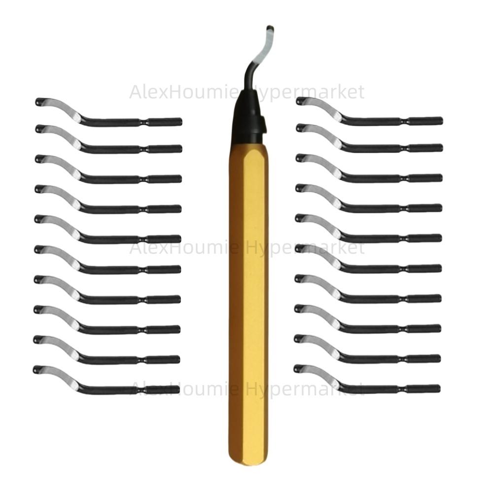 21PCS RB1000 Metal Deburring Tool Bulk Set Deburr Edge Cutting Tool with 360 Degree Rotary Head BS1010 Burr Removal Blades