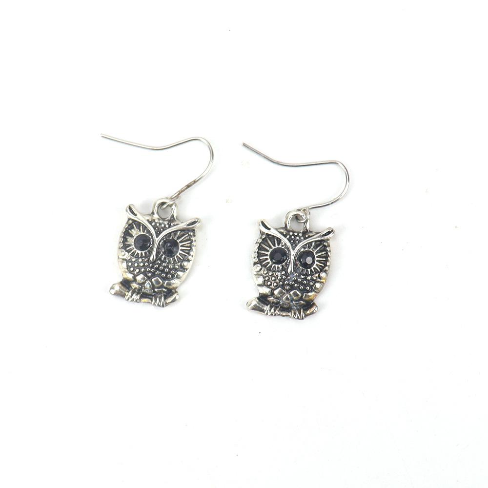 Retro Owl Earrings: Fashionable Versatile Studs & Dangles E64 античный серебряного