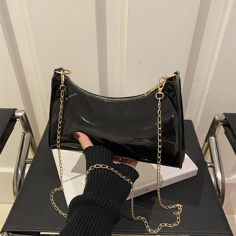 Женская сумка большой вместимости, модная лакированная кожаная сумка через плечо, роскошная женская сумка через плечо с баской Senior Sense of Light