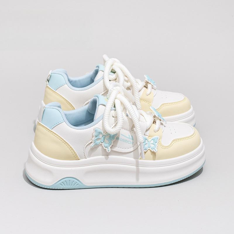 Kirschblütenrosa Schmetterling kleine weiße Schuhe Damen 2 Herbst neue Modelle mit Röcken, Board-Schuhe, vielseitige Big-Head-Schuhe Damen