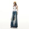 Spring Summer Thin Vintage Crease Retro Wash Craft Micro Flare Denim Pants For Women Casual Pants Oversize Denim Trousers