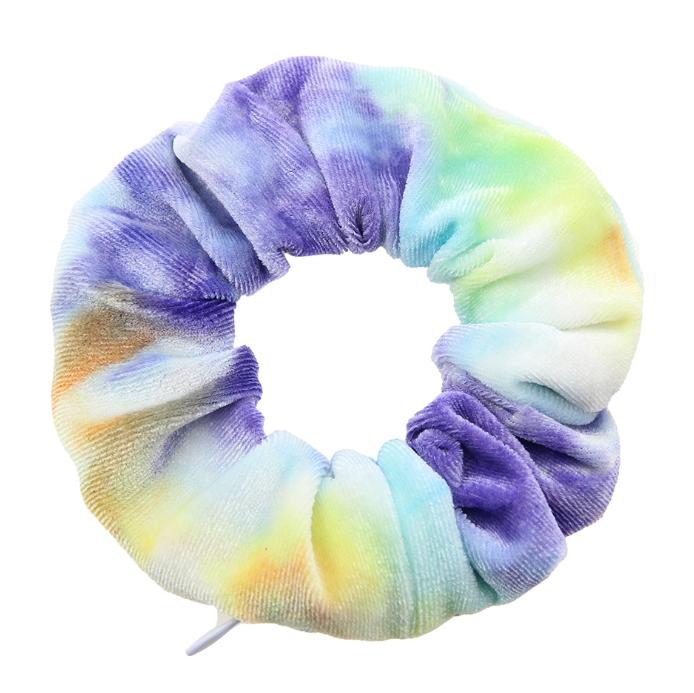 Hot Selling High Quality Elegant Zipper Velvet Material Tie Dye Design Pocket Unisex Scrunchies