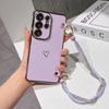 Applicable To Samsung S26Ultra Advanced Induction Plating Love Mobile Phone Case A57 Twist Hand Rope A56 All-inclusive Silicone Soft