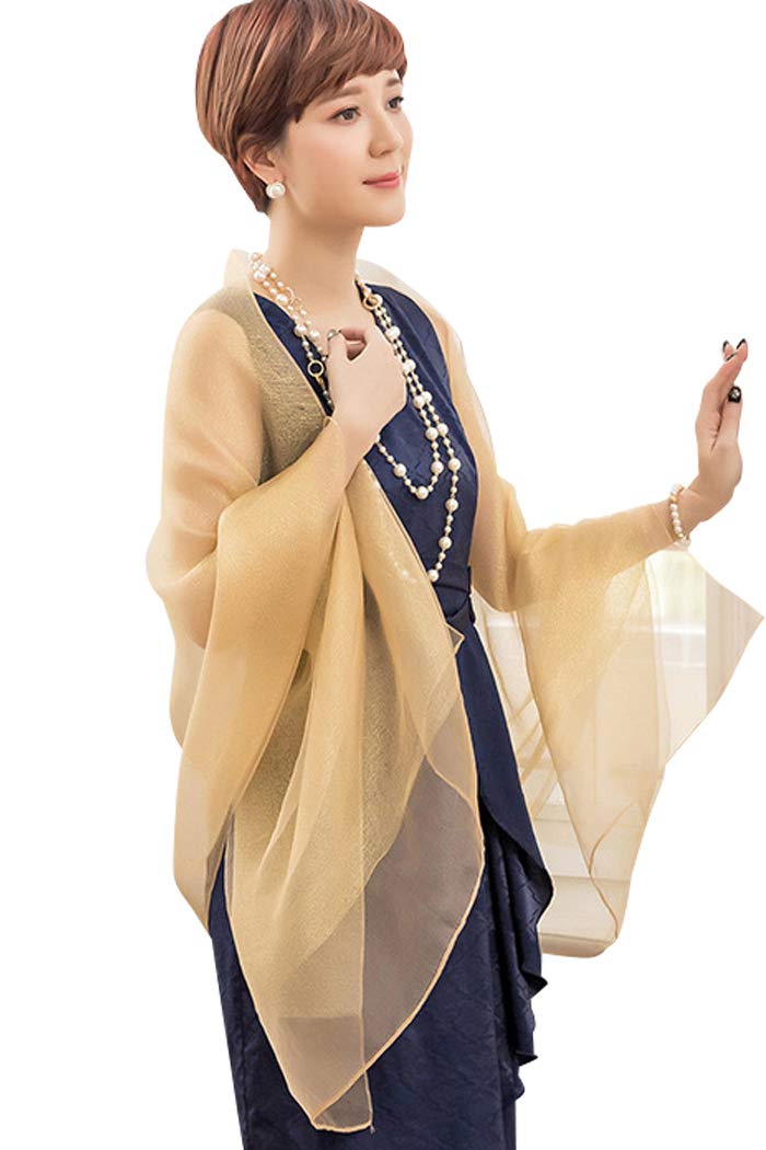

Organza Large Stole Shawl Wrap for Party Formal Wear Women [Vierge] (Gold) золотий