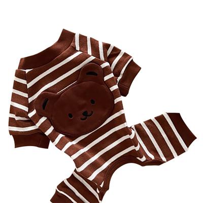 Hunde Pyjama Gestreift Weich Warm Bequem Modisch 4 Beine Haustierkleidung für Teddy Bichon