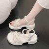 Sandals women's new summer fashion platform shoes pearl outer soft-soled sandals