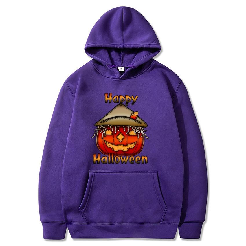Halloween Autumn Winter Happy Halloween Printed Hoodie Men's Fashion Warm Sweatshirt Casual Street Wear Warm Hoodie