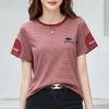 Women's Summer New Stripe Loose Casual Round Neck with Foreign Style Short Sleeved Top