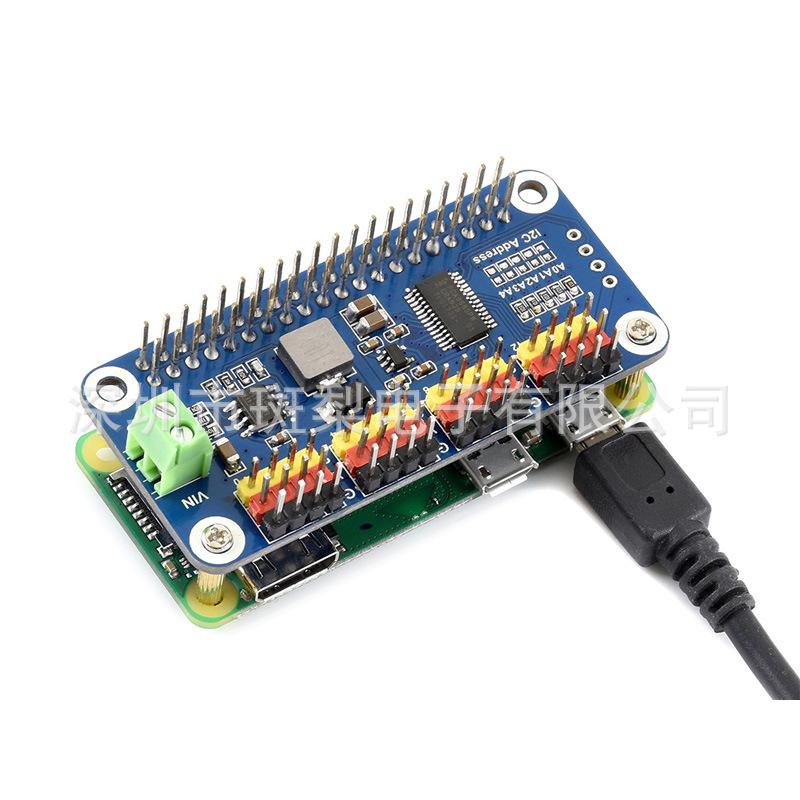 Placă de servomotor Raspberry Pi cu 16 canale, interfață I2C cu rezoluție de 12 biți, pin drept.
