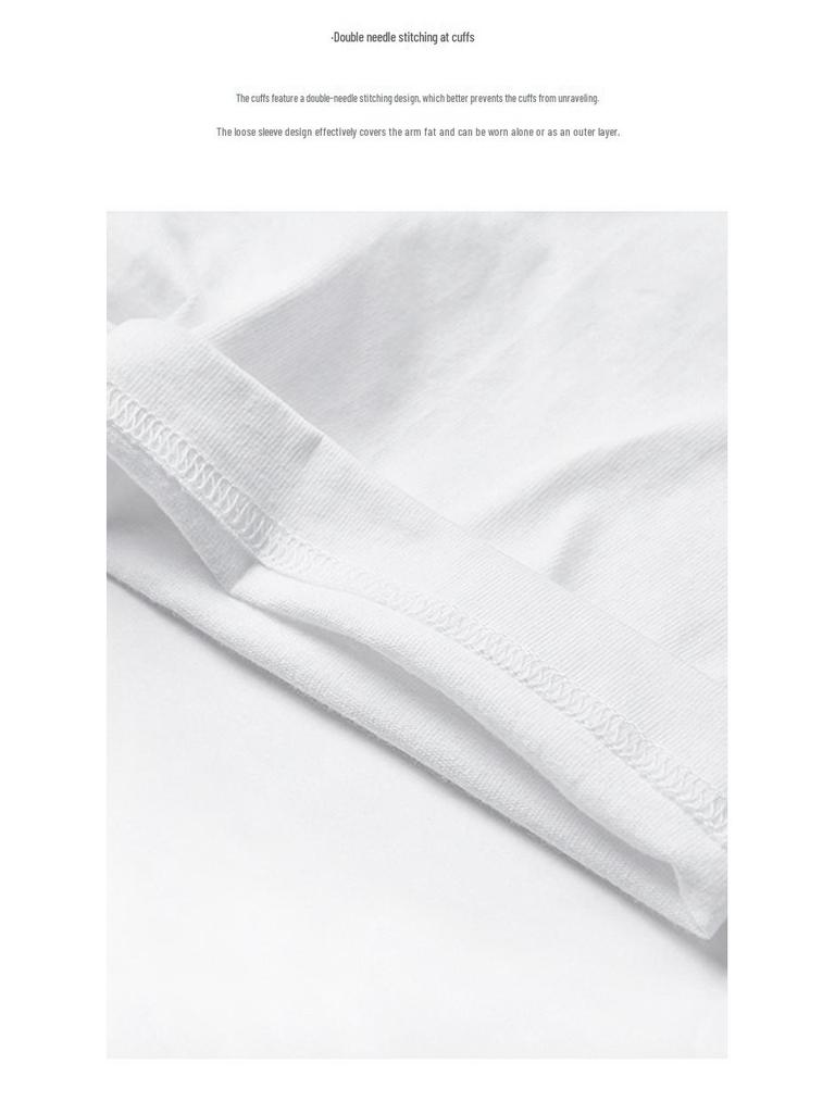 230g Heavyweight Combed Cotton Unisex Loose-Fit Black/White T-Shirt – Trendy Summer Short Sleeve