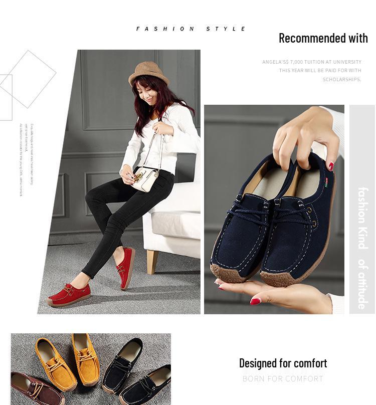 2025 Autumn Korean Lace-up Genuine Leather Women's Loafers, Casual Flat Bottom, Plus Size