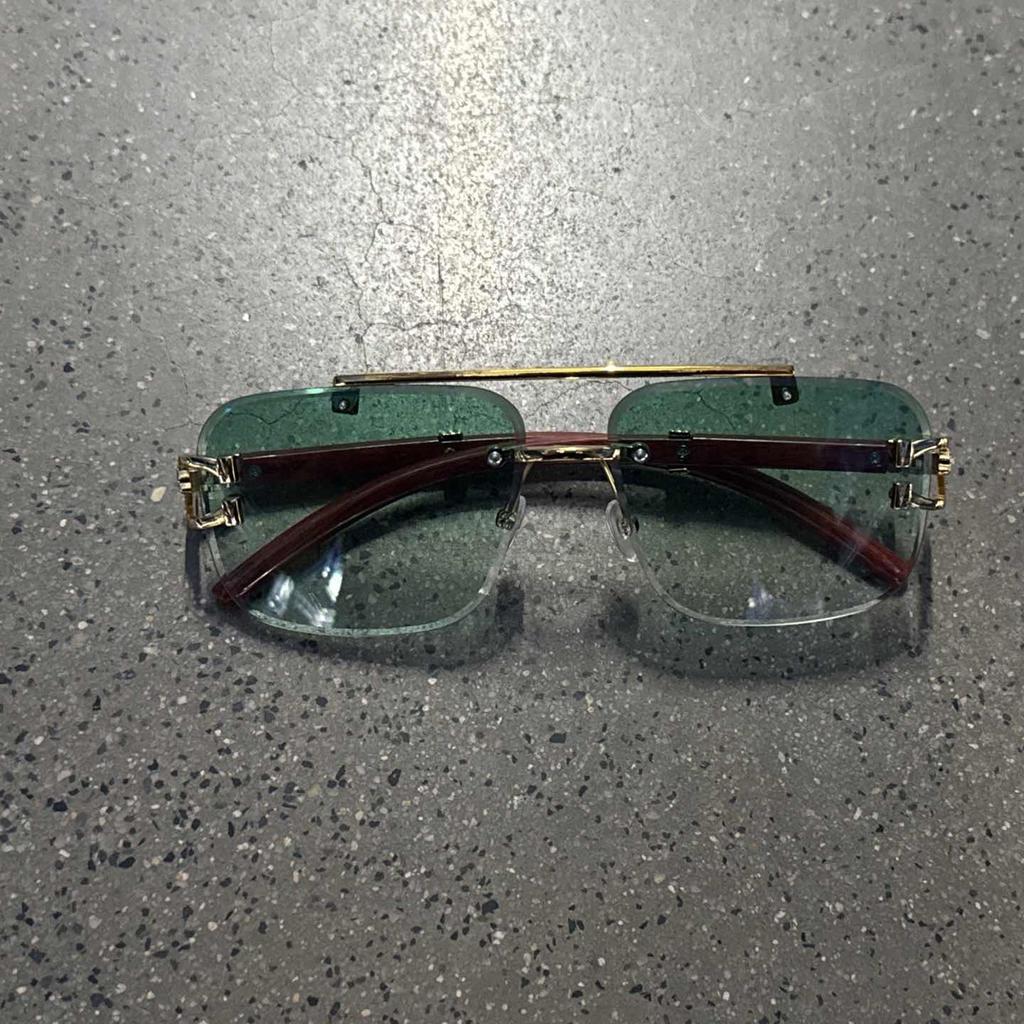 Cool And Handsome Double Beam Trimmed Square Frameless Sunglasses