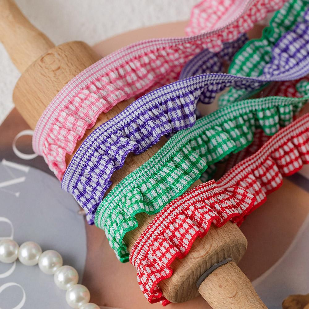 5 Meter Elastisches Spitzenband für Bastelarbeiten Karomuster Nähborte Kleid DIY Bastelbedarf Bekleidung Nähzubehör Handarbeit Dekor