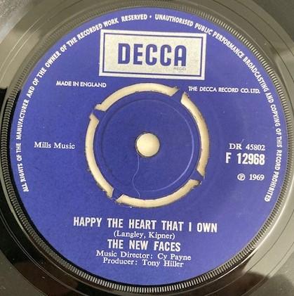 

7inch Record NEW FACES Happy The Heart That I Own F12968 Decca 1969 UK Pop Used