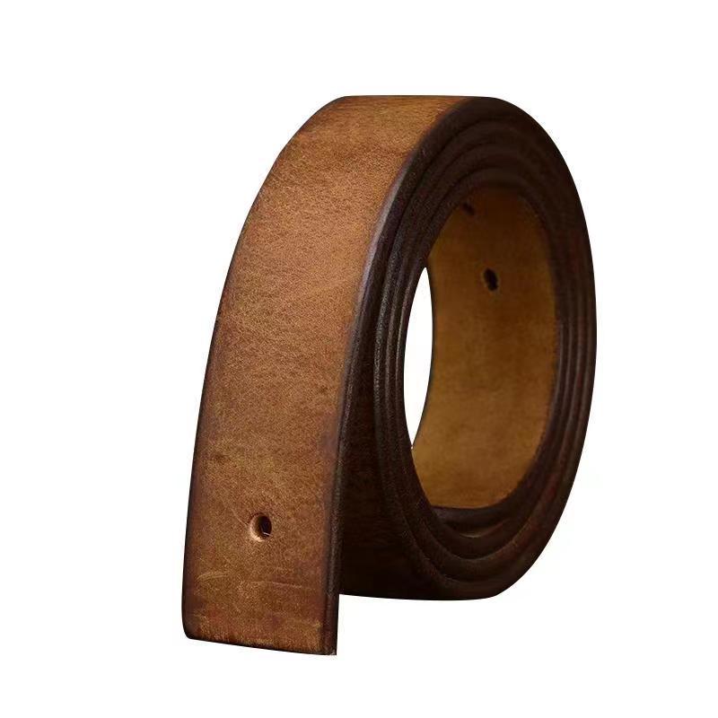 Headless Pin Buckle, No Lead Belt Strip, Belt Body Buckle-Free Retro First Layer Pure Cowhide Men'S Belt, Thickened Leather