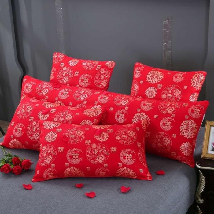 

Свадебная подушка вышивка трехмерная большая красная пара свадебная подушка для дома свадебная кровать приданое свадебная комната принадлежности 60 * 60cm/piece