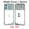 Per OPPO A5s A5Xs A15 A15s A16 A16s A36 A54 A74 A93 A57 A76 4G 5G Telaio Centrale Scocca Cornice + Pulsanti Laterali + Lente Fotocamera