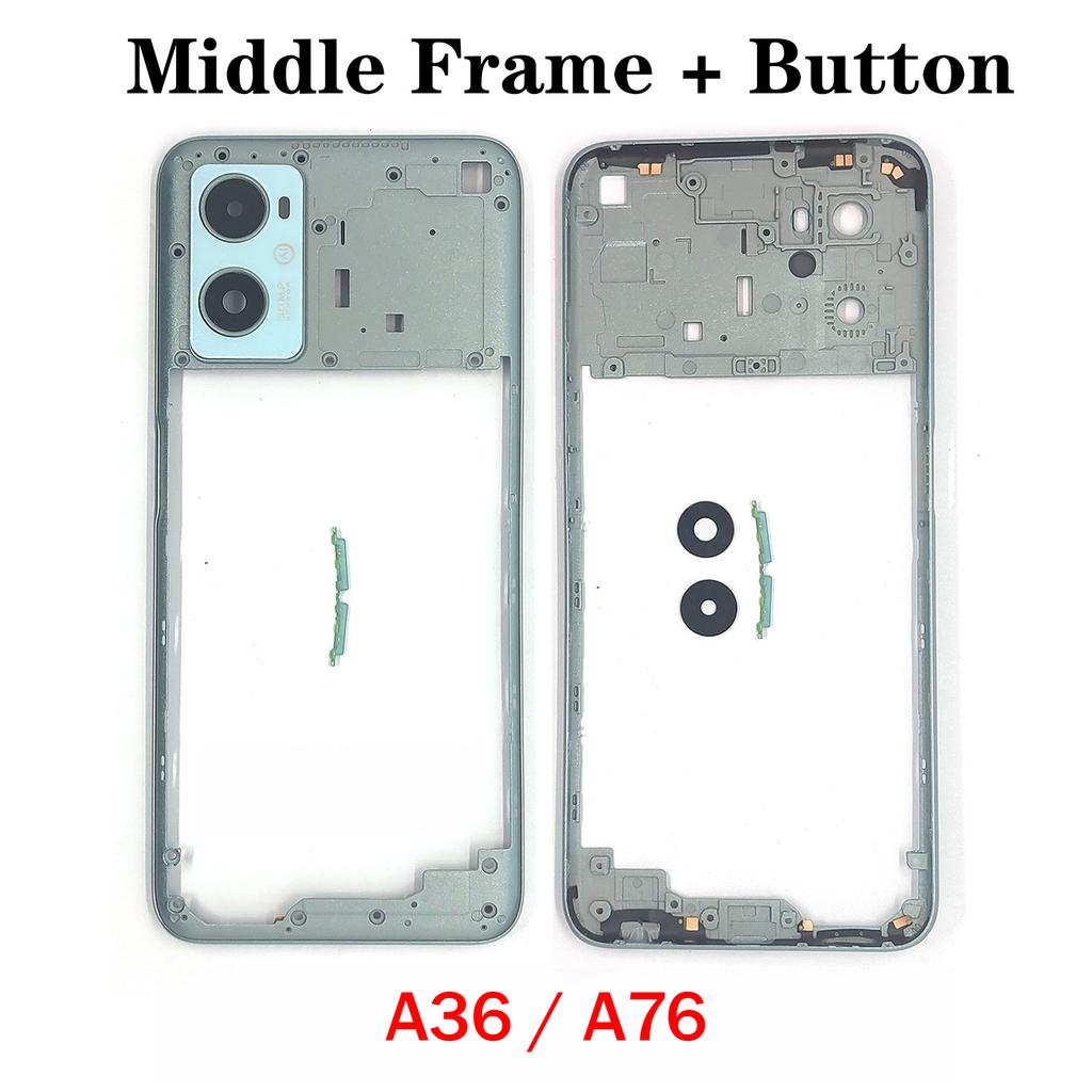 Per OPPO A5s A5Xs A15 A15s A16 A16s A36 A54 A74 A93 A57 A76 4G 5G Telaio Centrale Scocca Cornice + Pulsanti Laterali + Lente Fotocamera