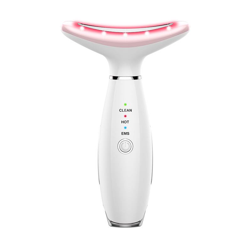 Tri-Color EMS Neck & Face Massager for Women – Heated Vibration Beauty Device
