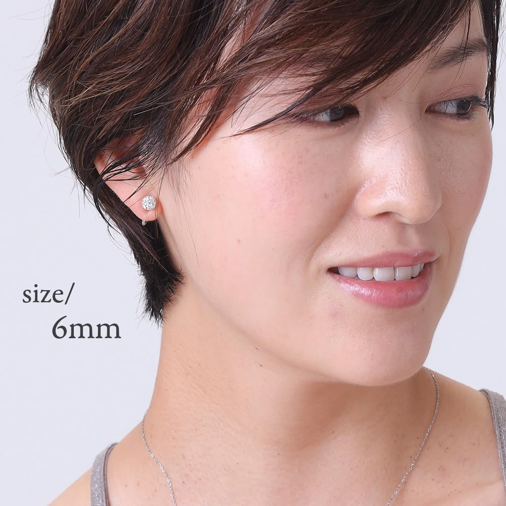 Hypoallergene 6mm Pave-Kugel Harz-Ohrringe für Gestochene Made in Japan [R-days Daikanyama] Nicht-Gestochene Frauen, Ohrringe, Schmerzlos, Schlicht, Stilvoll,