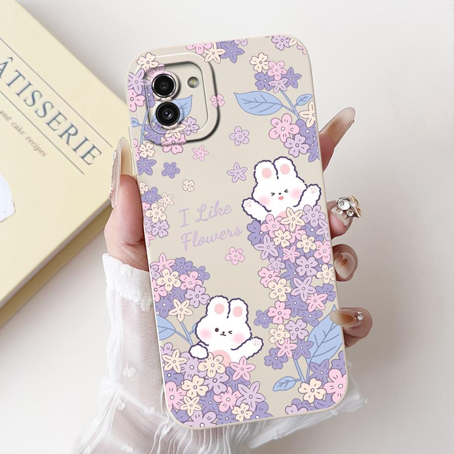 For Samsung Galaxy A03 Case SM-A035F Silicone Cover Popular Flower Lens Protective Bumper For Samsung A03 4G A 03 GalaxyA03 Capa