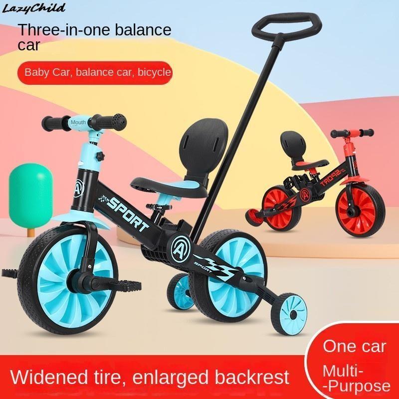 Kinder Laufrad Dreirad Tretfahrrad Lauflernrad 2-3-6 Jahre Alte Jungen Und Mädchen Schatz Drei-In-Eins Fahrrad Mit Schiebegriff