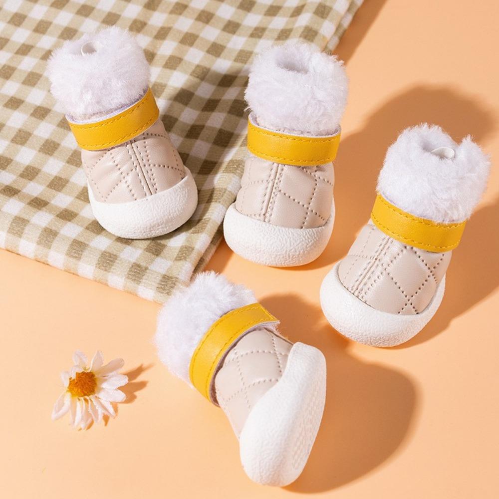 

4pcs/set Thicken Winter Dog Shoes Adjustable Dog Anti-slip Boots Puppy Snow Boots Outdoor L