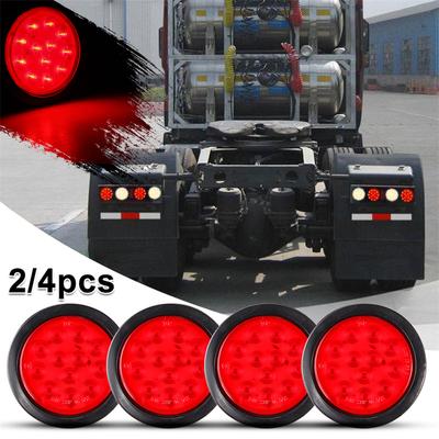 2/4pcs 4 Inch 12 LED Stop Turn Tail Brake Light Round Waterproof Tail Light for Trailer Truck