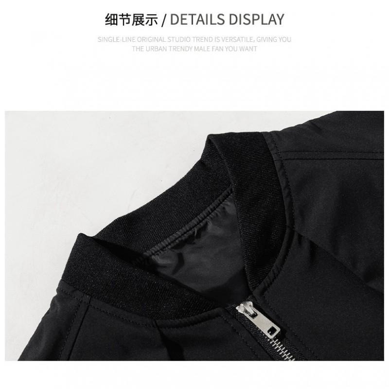 Black Stand Collar Zip-Up Oversized Utility Jacket Men Women Streetwear Casual Bomber Coat