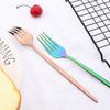 6Pcs Colorful Cutlery Set Stainless Steel Dinner Fork Set Dessert Cake Fork Fruit Salad Fork Tableware Set Kitchen Flatware Set