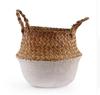 Foldable Rattan Grass Handmade Bamboo Storage Basket Laundry Grass Patchwork Wicker Rattan Seagrass Belly Garden Flower Pot