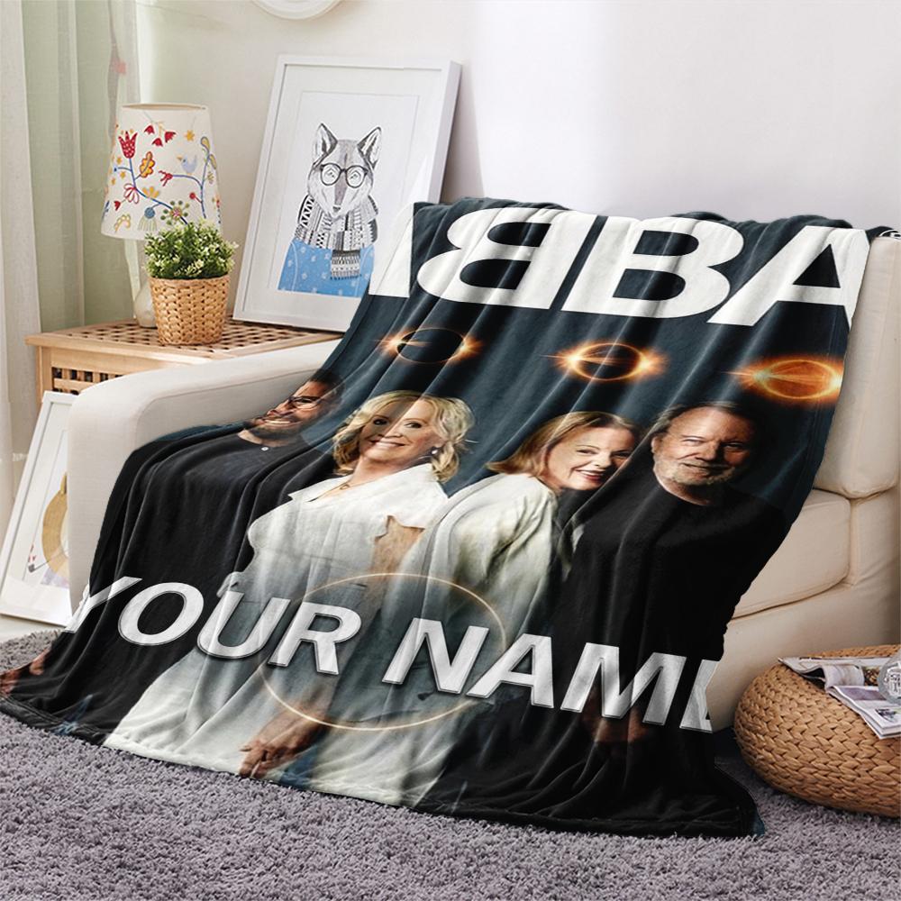 1 Stück Personalisierte Decke mit ABBA-Muster aus Flanell, geeignet für alle Jahreszeiten, für Heimdekoration, Wärme und Komfort, Geschenke, Weihnachtsgeschenk_xia 80cm x 120cm gray
