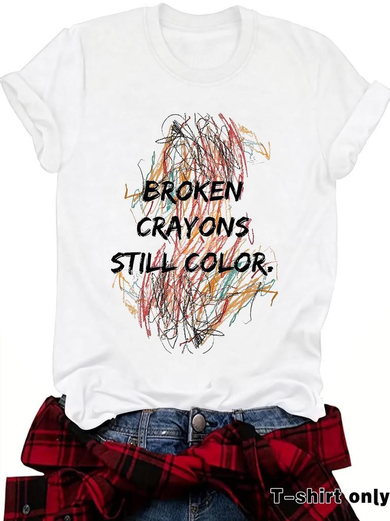 New Summer Women's Short Sleeve Striped Letter T-shirt - European & American Trend