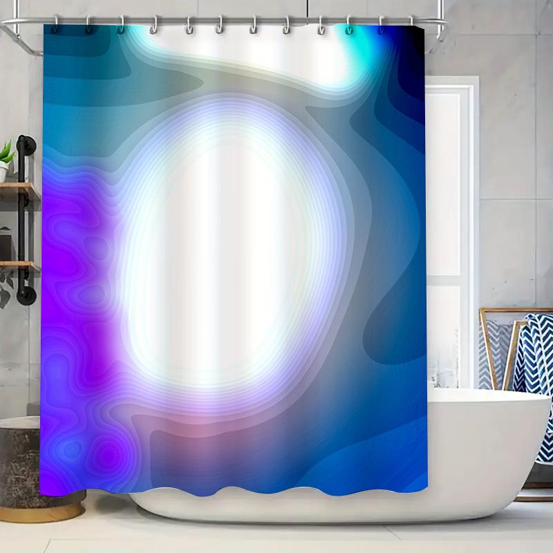 

Modern Colorful Print Shower Curtain Blue White Purple Gradient Pattern Waterproof Bathroom Decorative Panel Liner W60H190(CM)-1 Pcs