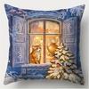 Home Decor Winter Windows and Cozy Christmas Scenes Pattern Cushion Cover Suitable for Sofa Bedroom Car Pillow Cover