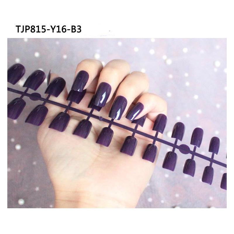 

24 шт./набір DIY Quick Nails Довга квадратна головка Одноколірні накладні нігті Багатокольорові смужки Готовий одяг Манікюр