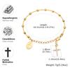 Charme Zirkonia Kreuz Rosenkranz Armband für Damen, Edelstahl Maria Verstellbares Glied, Religiöser Schmuck Geschenk