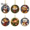 Acrylic Santa Hanging Ornaments 6 Pcs Christmas Pearl Art Ornaments, 2D Flat Holiday Tree Pendant, Effect Decoration for Home Wall Door Window