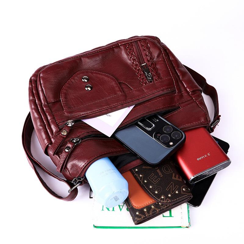 Crossbody bag women's fashion new retro women's bag soft leather texture large capacity women's shoulder backpack tide