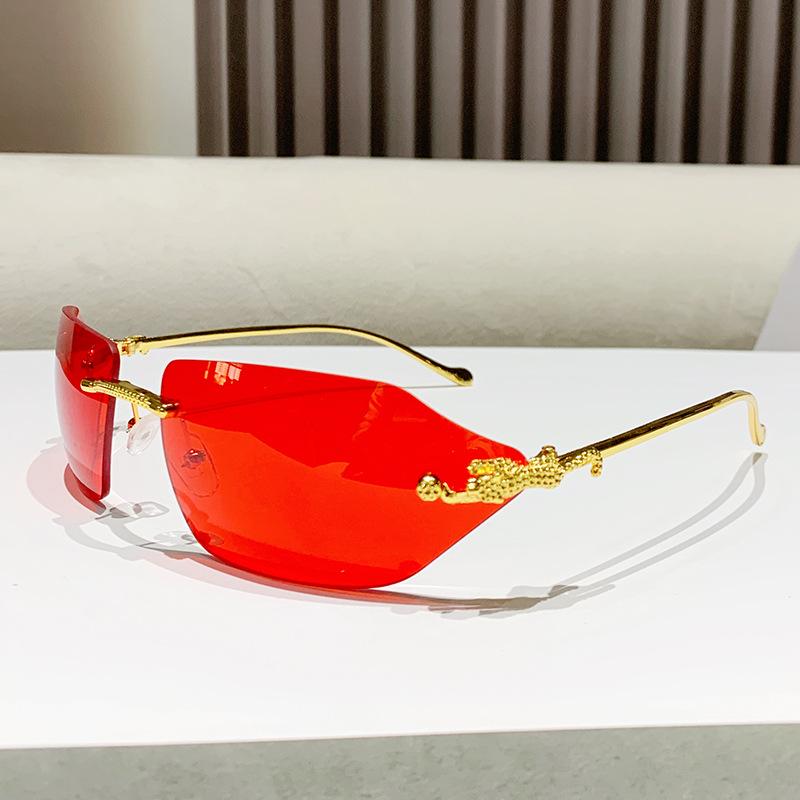 Cat'S Eye Sunglasses Metal Trend Sunglasses Borderless Leopard Head Glasses