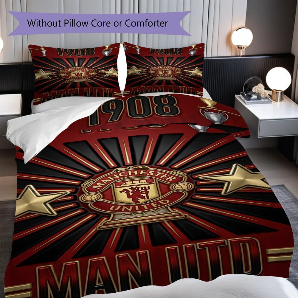 Manchester Legacy Bedding (1 * duvet cover + 2 * pillowcase, without core) 2D Flat Soft and comfortable Duvet cover and pillowcase Bedding set