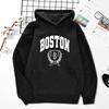 Boston Personalized Art Print Hoodie Men and Women Same Autumn and Winter Loose Hood Casual Hip Hood Street Clothing